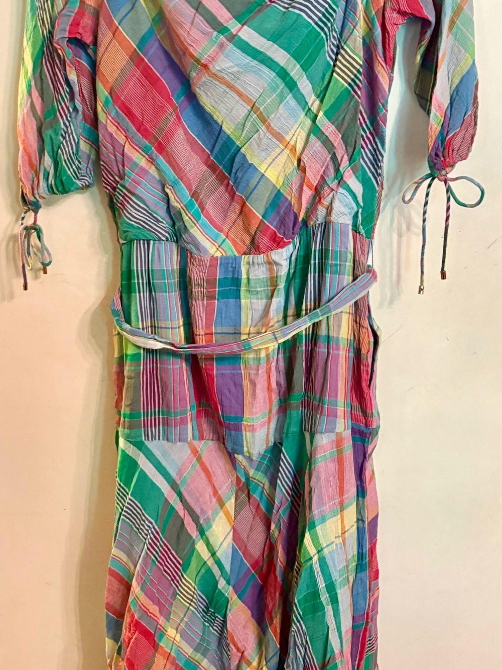 Lauren Ralph Lauren Multicolor Plaid Off-Shoulder Midi Dress - Picture 2 of 4